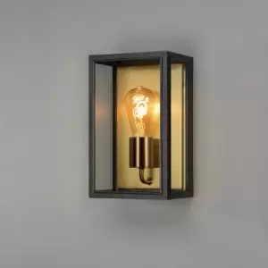 Carpi Outdoor Modern Lantern Wall Medium E27 Black, Brass Plated With Clear Glass, IP44