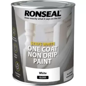 One Coat Stays White Gloss Paint 750ml - Ronseal