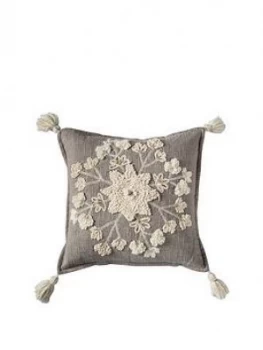 Gallery Snowflake Embroidered Cushion Natural 450X450Mm