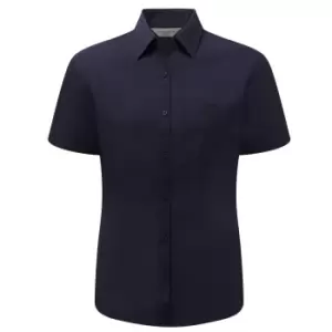 Russell Collection Ladies/Womens Short Sleeve Poly-Cotton Easy Care Poplin Shirt (3XL) (French Navy)