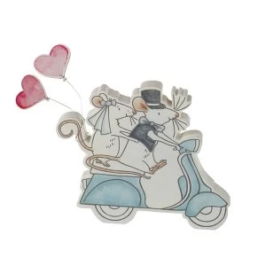 Just Married Mr & Mrs Mouse on Scooter Decoration By Heaven Sends