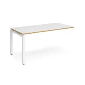 Bench Desk Add On Rectangular Desk 1600mm White/Oak Tops With White Frames 800mm Depth Adapt
