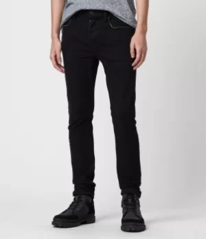 AllSaints Mens Cotton Cigarette Skinny Jeans, Black, Size: 34