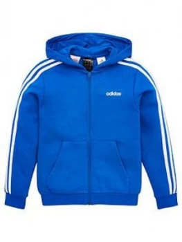 Adidas Childrens 3 Stripe Full Zip Hoodie - Blue
