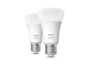 Philips Hue White & Colour Ambiance Bluetooth LED Bulb - E27 Twin Pack - White