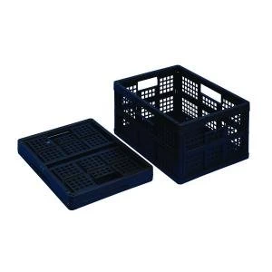 Really Useful 32L Plastic Folding Boxes Black Pack of 3 32FBBK