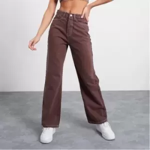 I Saw It First 90s Wide Leg Jeans - Brown