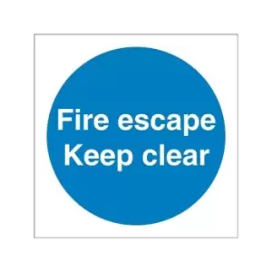 Castle Promotions - Fire Escape Keep Clear Sign - Self Adhesive Vinyl - 100mm x 100mm - SS007SA