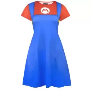 Super Mario Womens/Ladies Costume Dress (M) (Blue/Red)