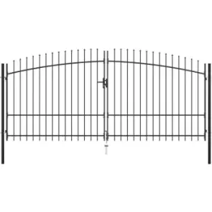 Double Door Fence Gate with Spear Top 400x225cm Vidaxl Black