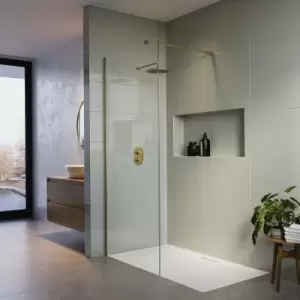 900mm Brushed Brass Frameless Wet Room Shower Screen