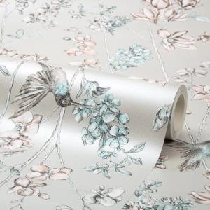 Holden Charm Silver and Apricot Wallpaper - wilko