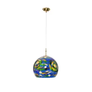 Luna Glass Dome Pendant Ceiling Light 24 Carat Gold