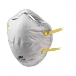 3M Respirator Unvalved FFP1 Classification White with Yellow Straps Ref 8710E Pack 20