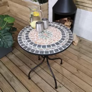 60cm Outdoor Metal Bistro Table Mosaic Design for Garden Patio Balcony