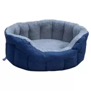 P&l Superior Pet Beds Ltd Intermediate Drop Fronted Bolster Style Pet Bed - Navy Blue & Silver