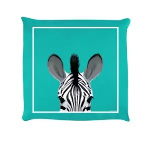 Inquisitive Creatures Zebra Filled Cushion (One Size) (Turquoise)