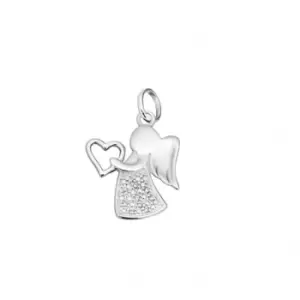 Beginnings Sterling Silver P3311C Clr Cz Angel With Heart Pendant