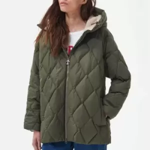 Barbour Womens Aster Quilted Coat - Deep Olive - UK 16