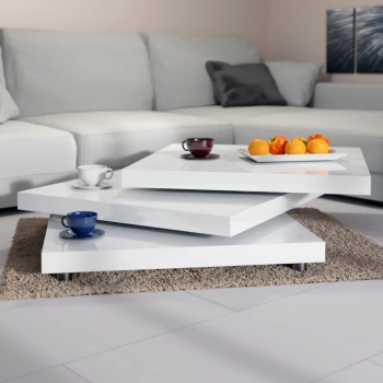 Coffee Table New York 2x2ft White - Rotatable