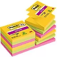 Post-it Super Sticky Z-Notes 76 x 76mm Carnival Colours 90 Sheets Value Pack 8 + 4 Free