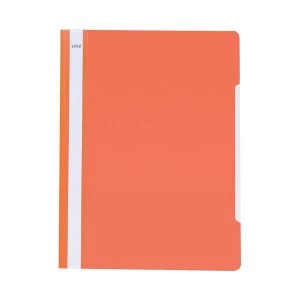 Leitz Standard Data File A4 Orange Semi-rigid PVC Clear Front 20mm Title Strip Pack of 25