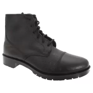 Grafters Mens Grain Leather 6 Eye Cadet Boots (8 UK) (Black)