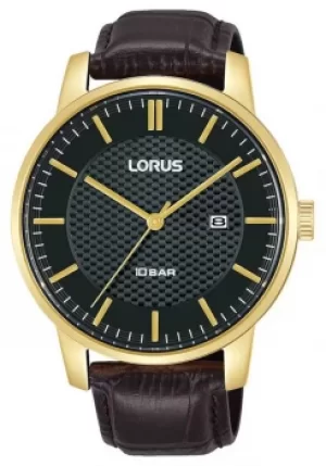 Lorus 42mm Quartz Black Dial Brown Leather Strap RH980NX9 Watch