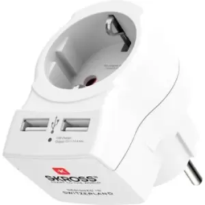 Skross 1500282 In-line socket + USB White