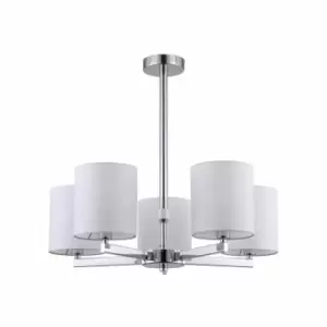 Nielsen Molverno Chrome 5 Light Chandelier Featuring White Fabric Shades