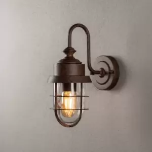 Cerignola Outdoor Classic Lantern Wall Light Black, Rust Clear Glass E27, IP44