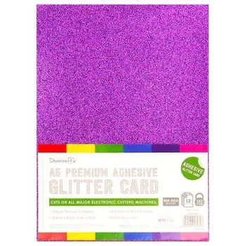Dovecraft A5 Adhesive Glitter Card Rainbow Bright 130gsm 12 Sheets