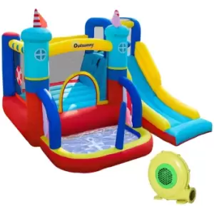 Outsunny Kids Bounce Castle Slide Trampoline Pool Climbing Wall With Inflator