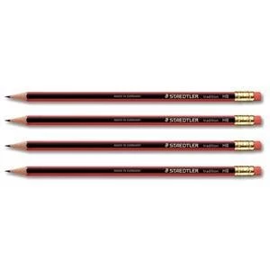 Original Staedtler Tradition 110 Cedar Wood Pencil with Eraser HB Pack of 12 Pencils