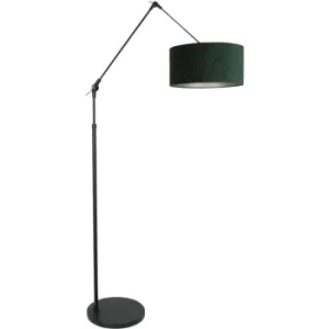 Sienna Prestige Chic Floor Lamp with Shade Matte Black, Velor Green