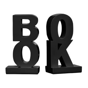 Premier Housewares 'Book' Bookends Set of 2 - Polyresin Black High Gloss
