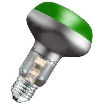 Lamps 40W R63 R64 Reflector ES-E27 Dimmable Green 115° 84lm ES Screw E27 Incandescent Coloured Light Bulb - Crompton
