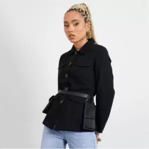 I Saw It First Utility Woven Shacket - Black