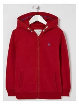 FatFace Boys Zip Through Graphic Hoodie - Red, Size 10-11 Years
