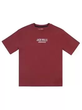 Jack Wills Boys Ski Oversized T Shirt - Burgundy, Dark Red, Size 14-15 Years