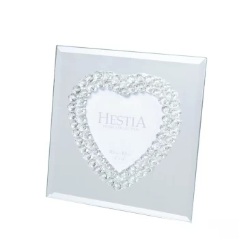 4" x 4" - HESTIA Mirror Glass Crystal Heart Photo Frame