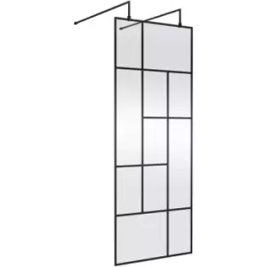 Abstract Frame Wetroom Screen with Support Bars 800mm Wide - 8mm Glass - Hudson Reed