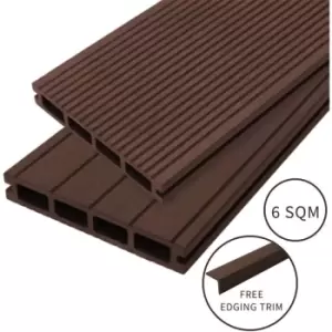 Composite Decking Boards / 6 Square Metres Conker Brown / Wood Effect wpc Pack Garden Outdoor Patios Terrace Hot Tub Tiles (incl. Fixing Screws,