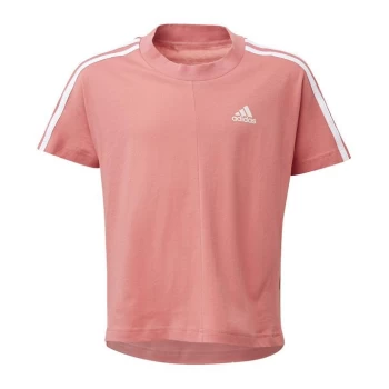 adidas 3 Stripe T Shirt Junior Girls - Pink