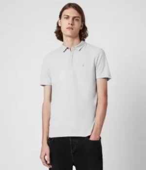 AllSaints Mens Brace Short Sleeve Polo Shirt, Breezy Blue Marl, Size: XXL