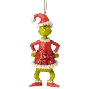 Grinch Dressed as Santa Hanging Ornament