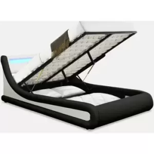Home Detail - Galaxy LED Black & White Ottoman Double Bed
