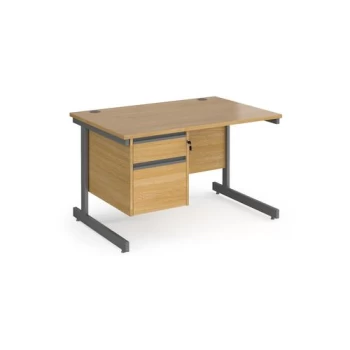 Office Desk Rectangular Desk 1200mm With Pedestal Oak Top With Graphite Frame 800mm Depth Contract 25 CC12S2-G-O