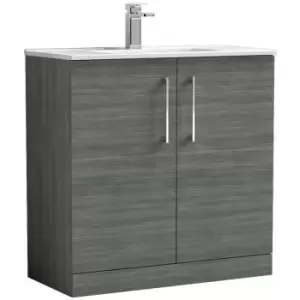 Arno Anthracite 800mm 2 Door Vanity Unit with 18mm Profile Basin - ARN505B - Anthracite - Nuie