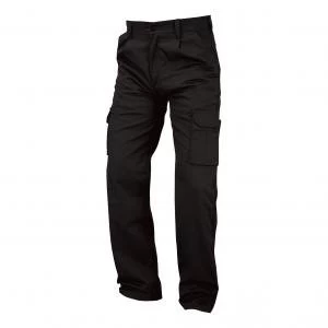 Combat Trousers Polycotton with Pockets Size 38" Long Black Ref